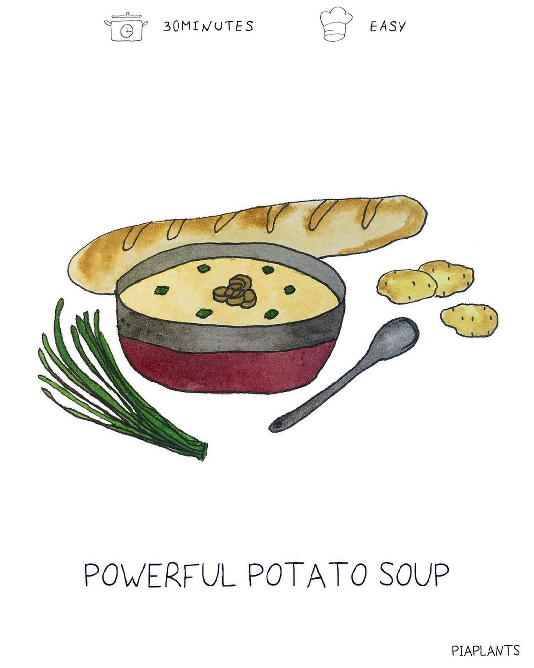 German Potato Soup with Vegetables and Croutons