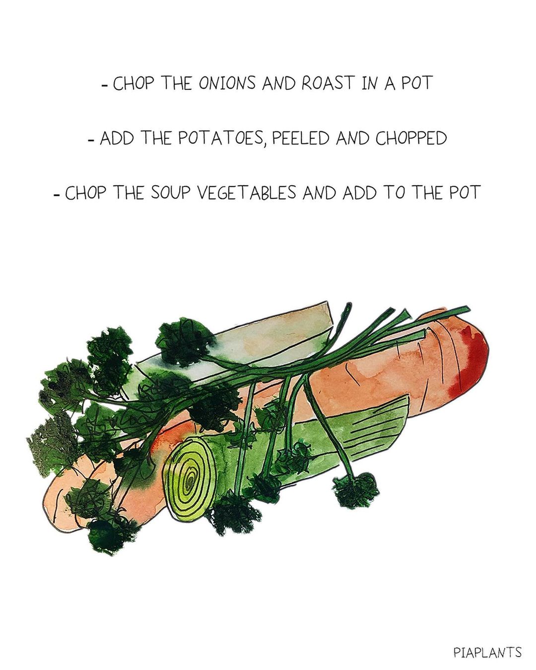 German Potato Soup with Vegetables and Croutons