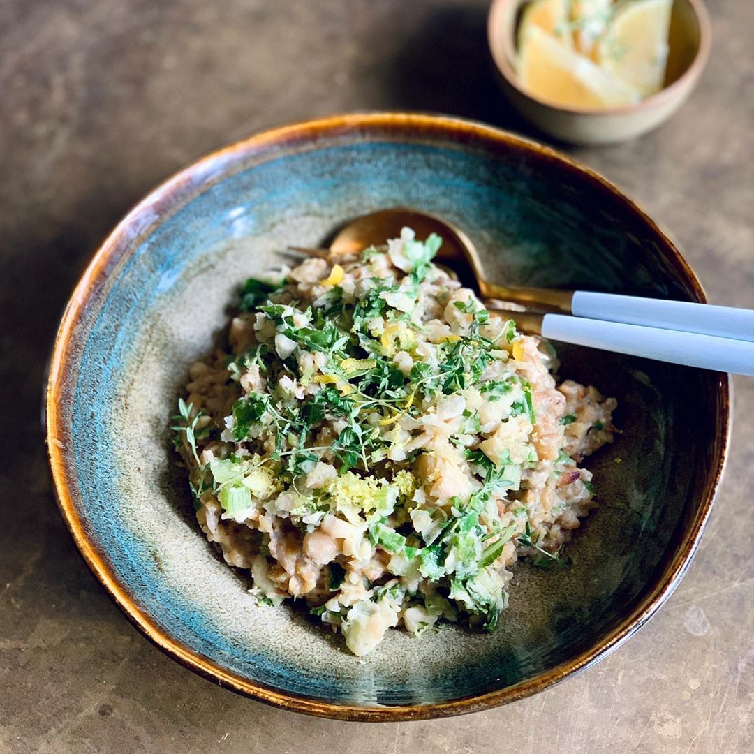 Sunflower Seed Cannellini Bean Kale Chickpea Risotto