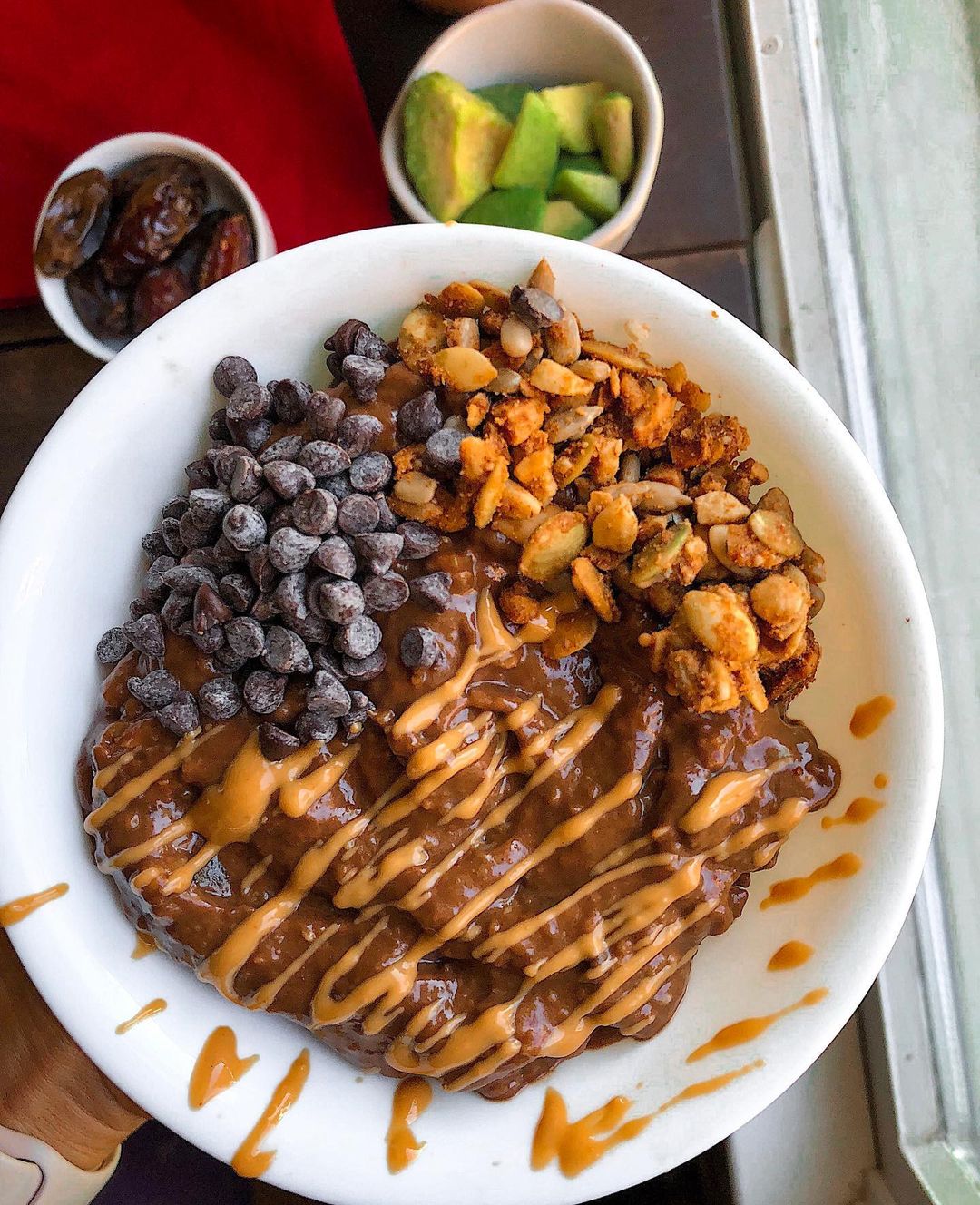Chocolate Avocado Smoothie Bowl with Toppings