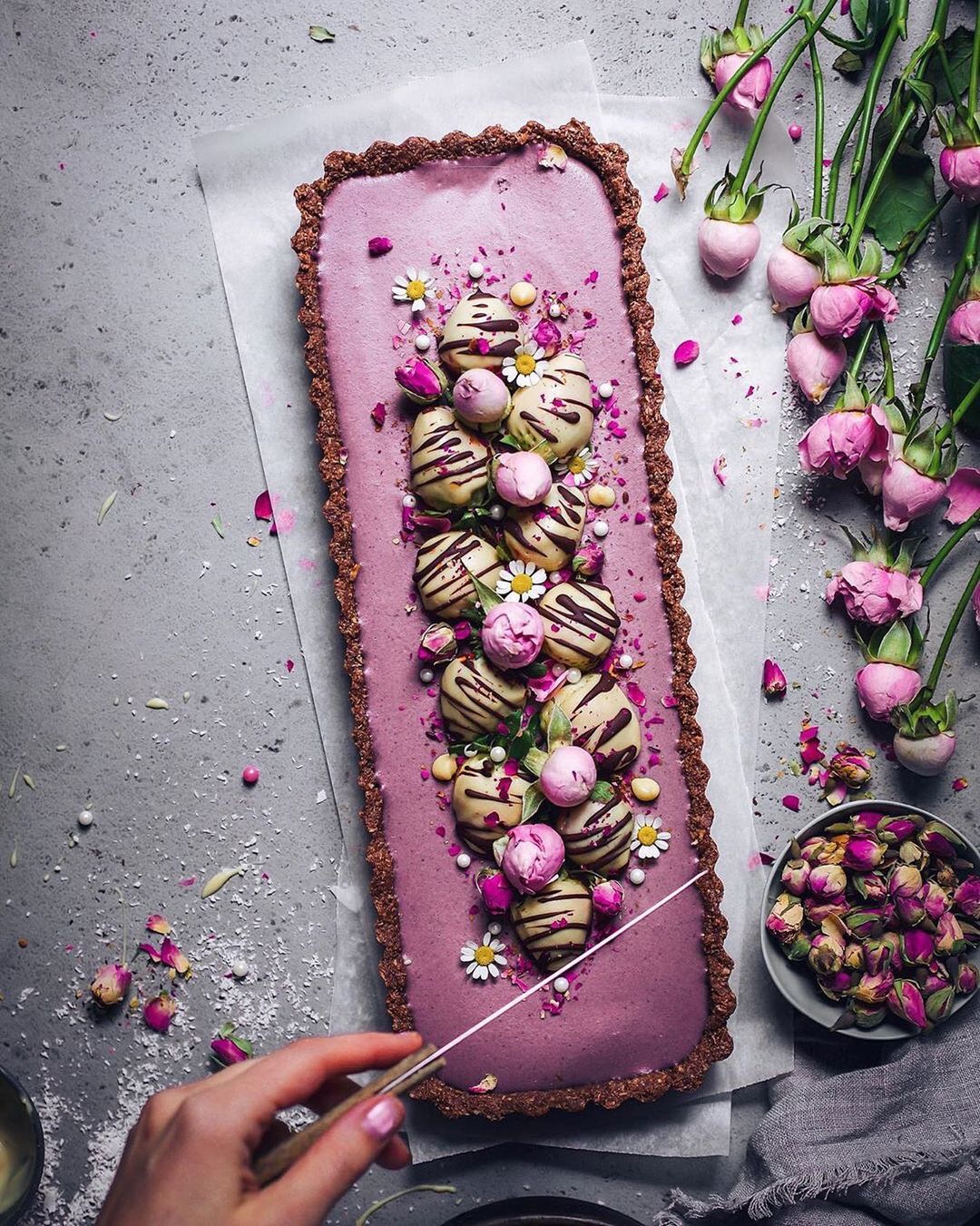 Raw Chocolate, Rose & Cardamom Tart