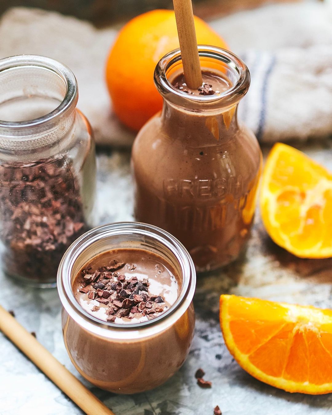 Rich dark chocolate orange smoothies