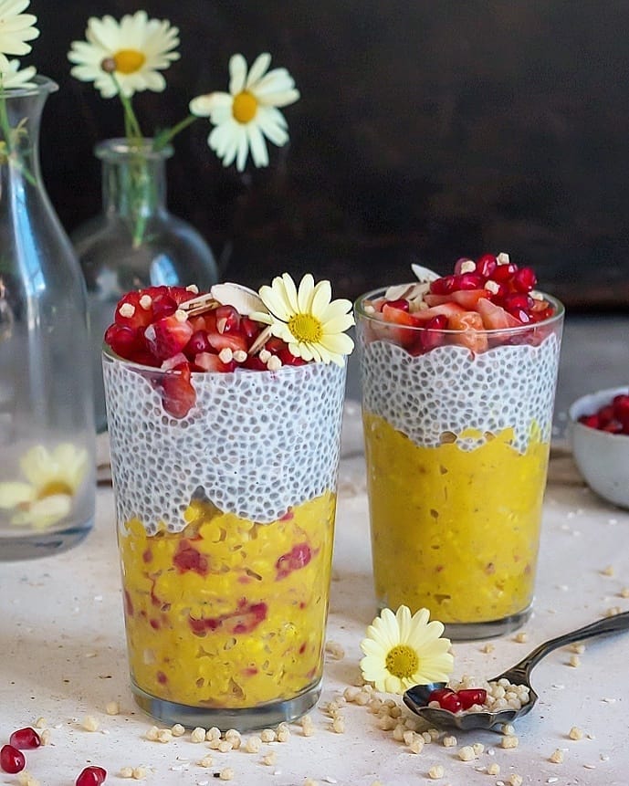 Spring Turmeric Oats with Chia Pudding