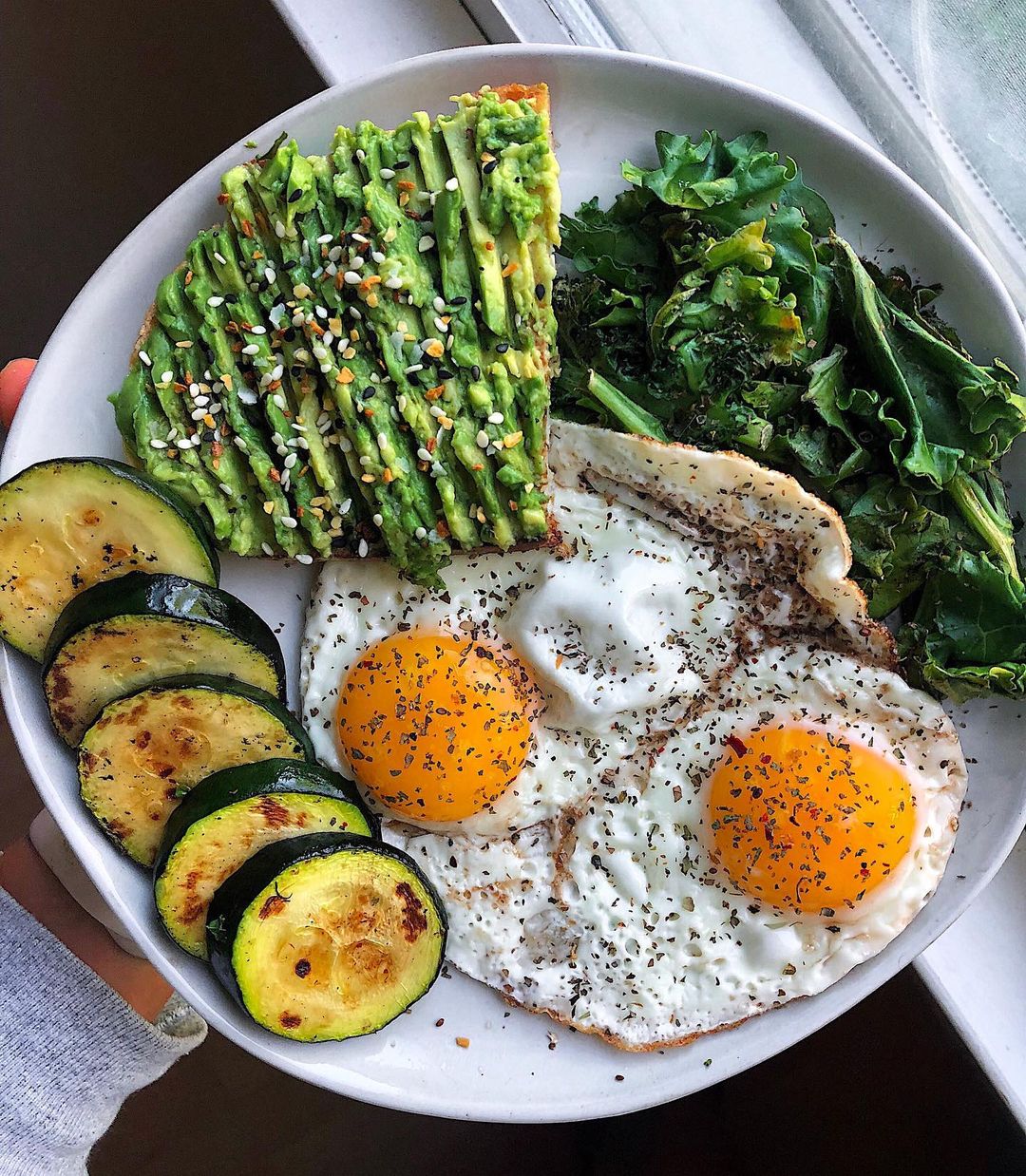 Savory Breakfast Plate with Eggs and Veggies