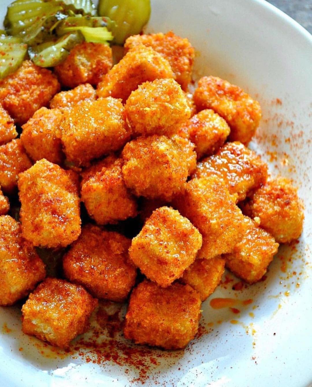 Vegan Nashville Hot Tofu Nuggets