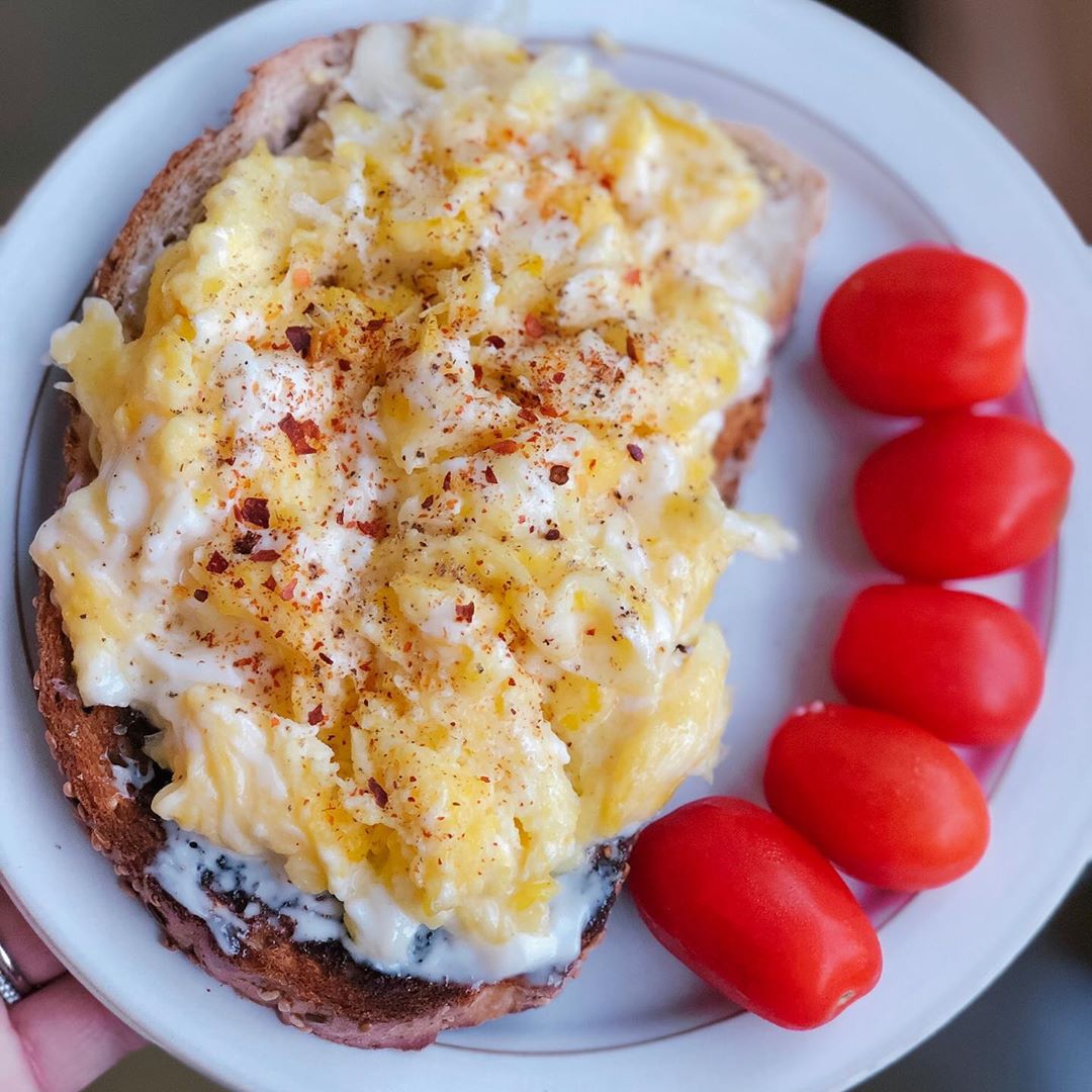 Soft Scrambled Eggs on Toast Breakfast