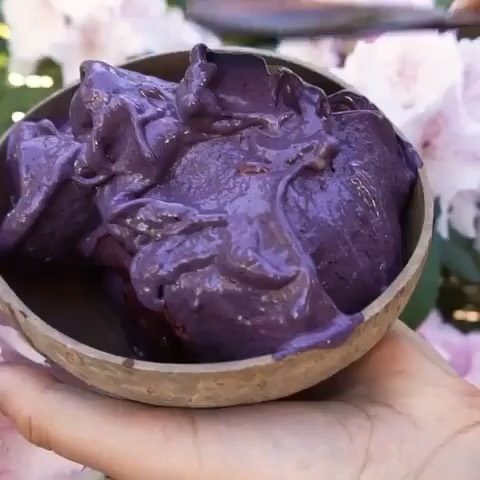 Purple Banana and Blueberry Nicecream
