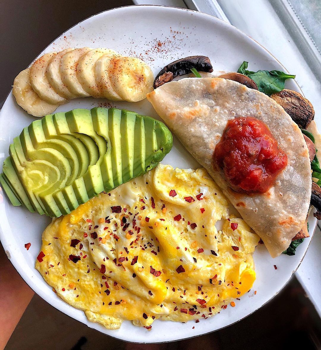 Savory Breakfast Plate with Quesadilla and Eggs