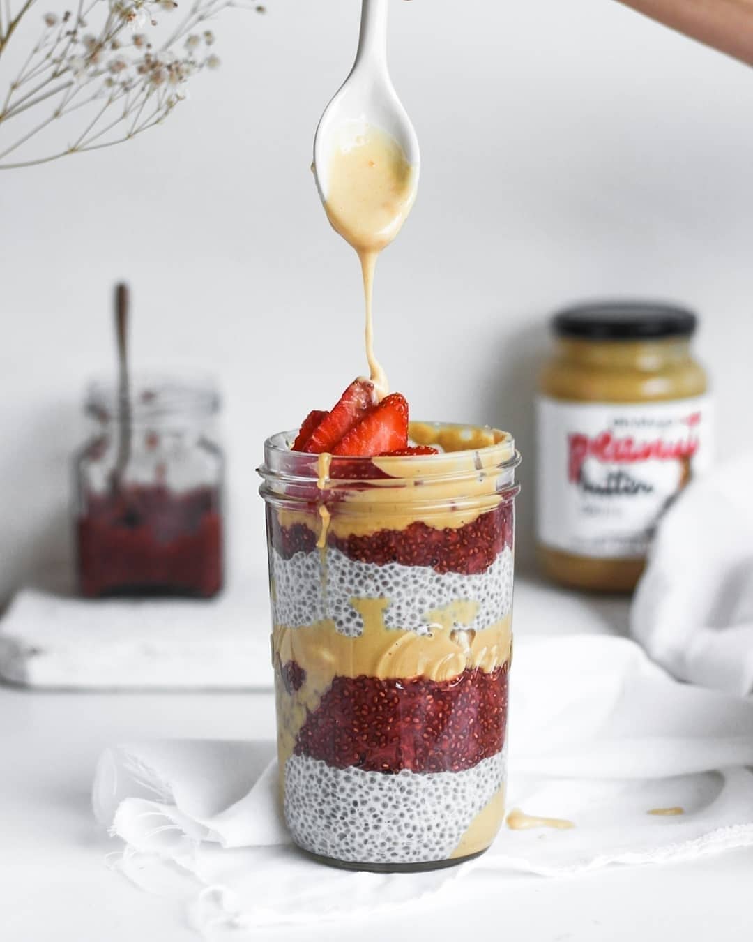 Peanut Butter and Jam Chia Parfait