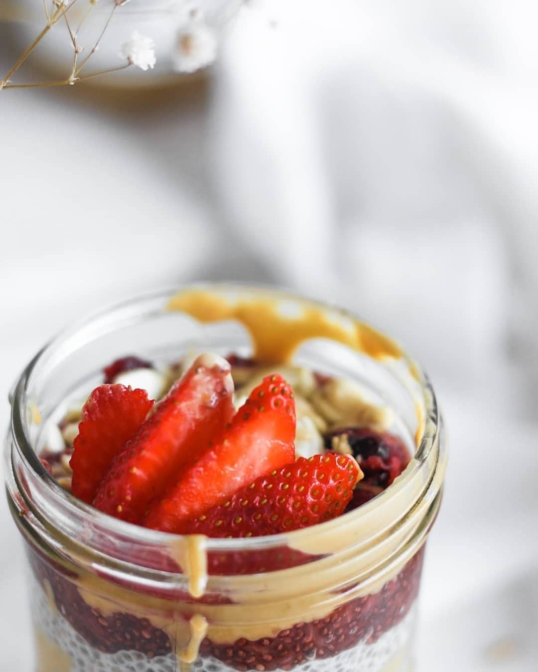 Peanut Butter and Jam Chia Parfait