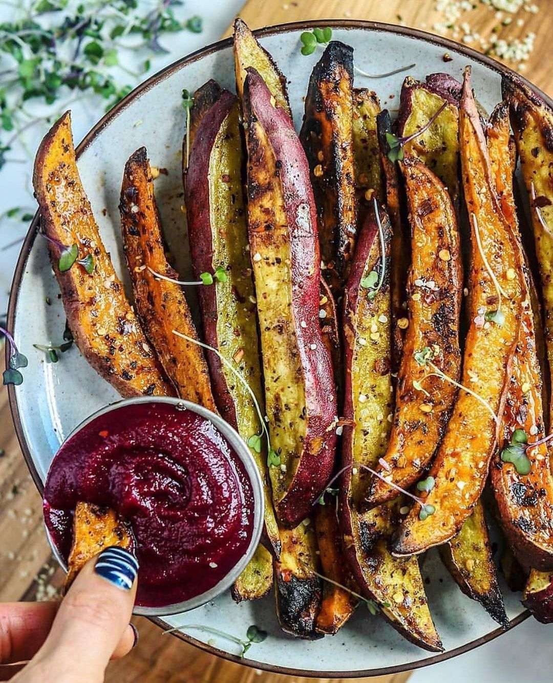 Sweet Potato Fries with Beet Ketchup