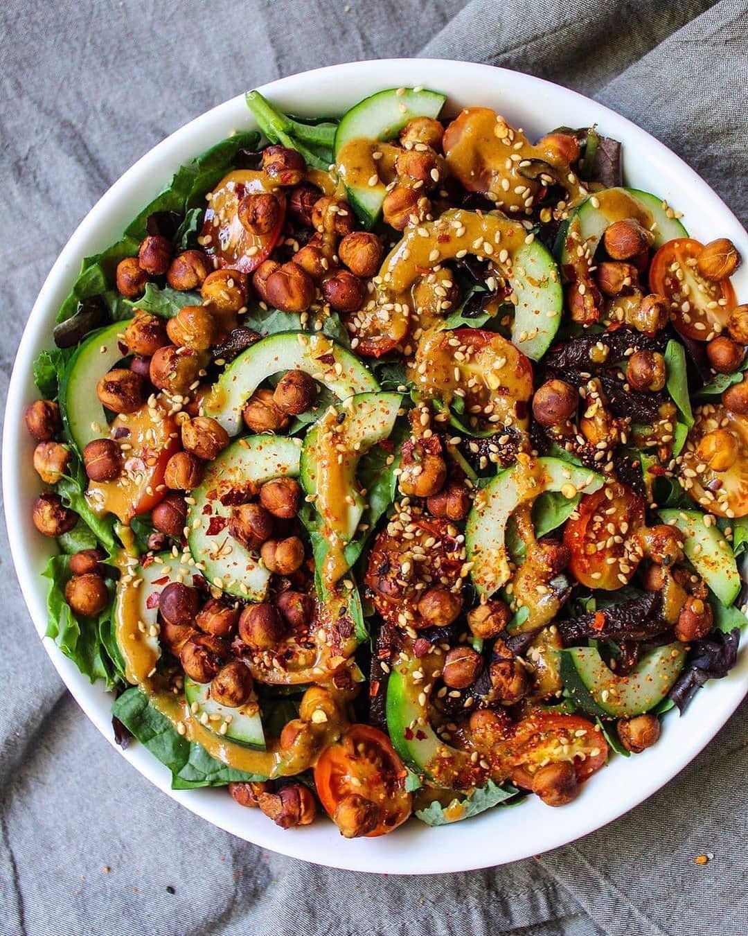 Salad Bowl with a Miso Tahini Dressing