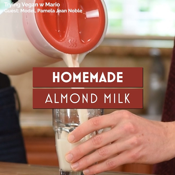 Homemade Almond Milk Using Nuts and Ice