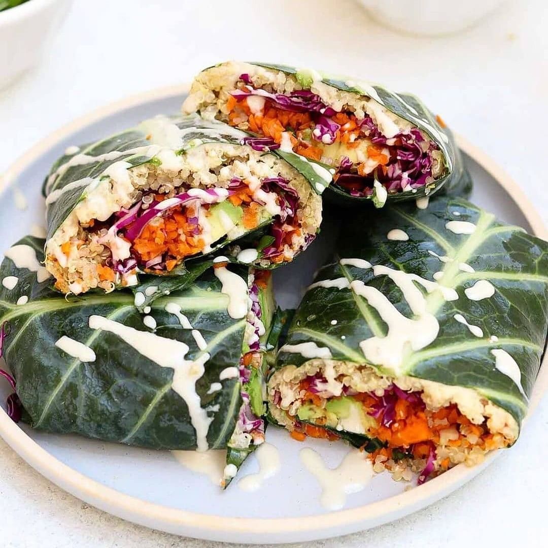 Easy Rainbow Veggie Collard Wraps