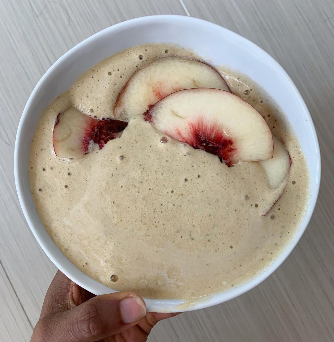 Fresh Peach Sweet Potato Smoothie with Cinnamon