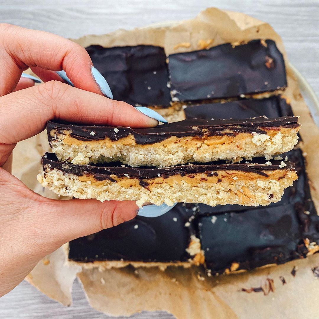 Homemade Twix Bars with Coconut Almond Layers