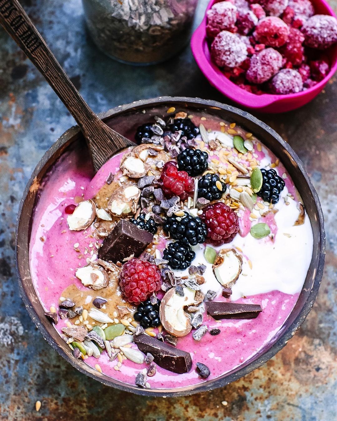 Raspberry Almond Butter Smoothie Bowl