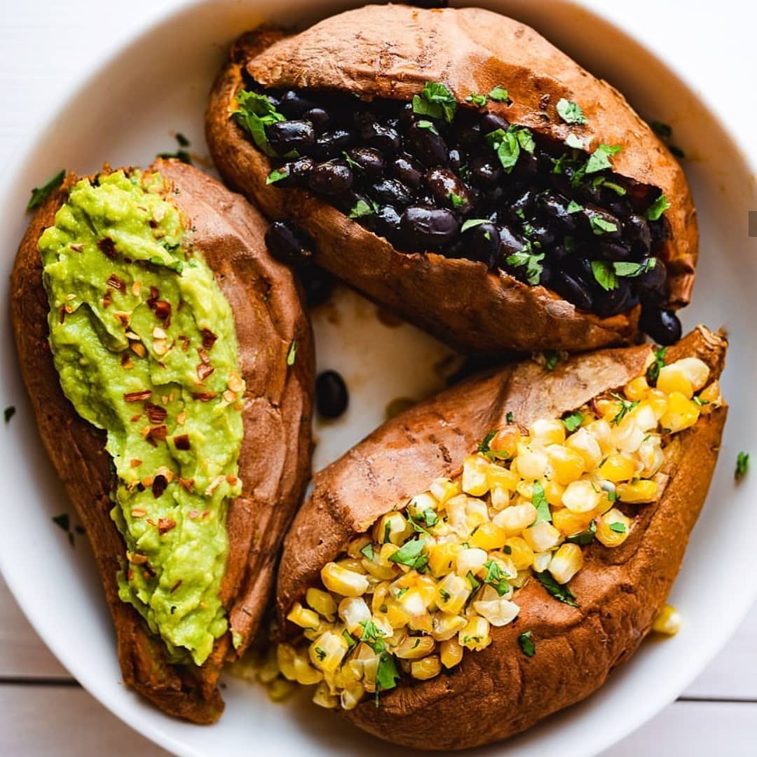 Mexican Inspired Sweet Potato Trio with Fillings