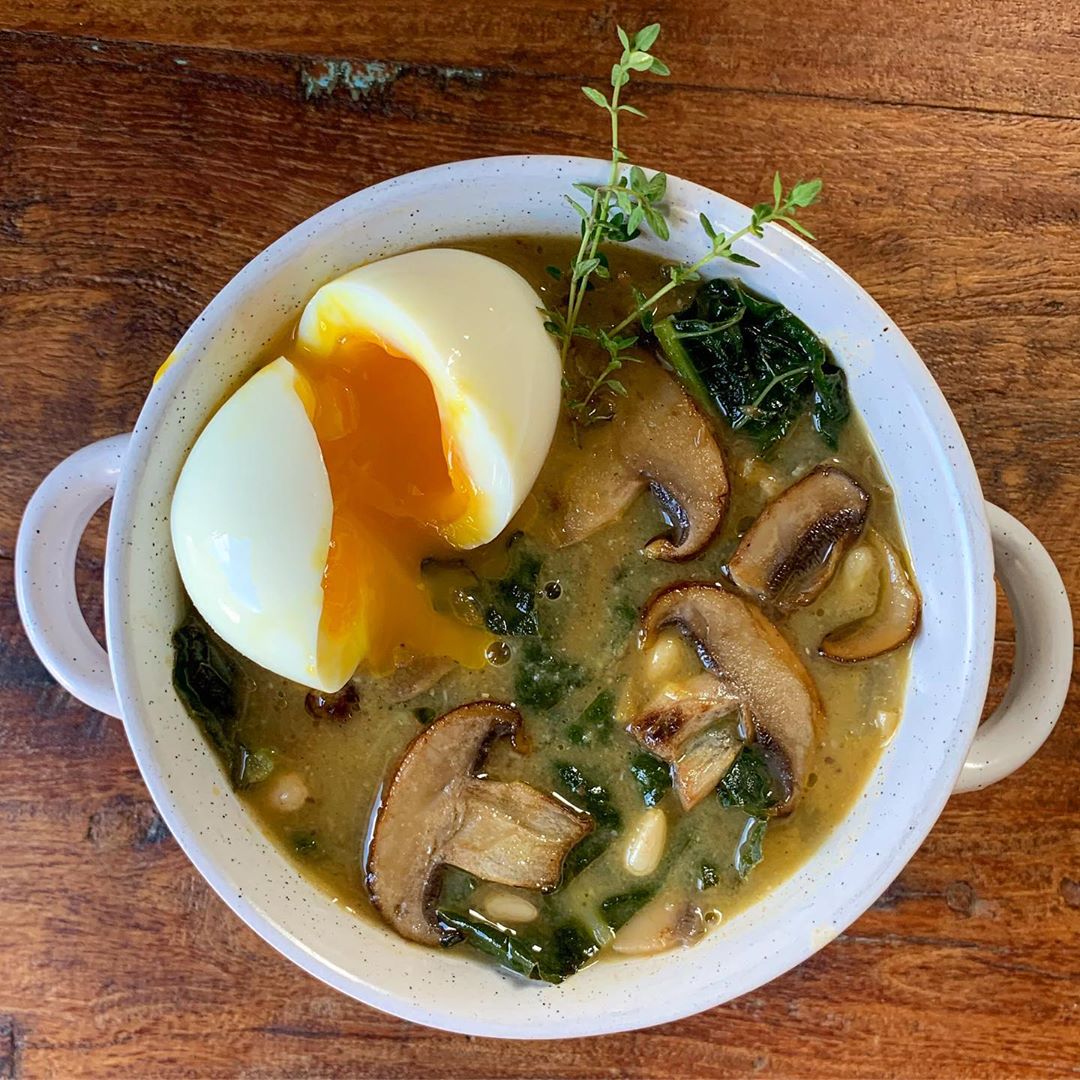 Creamy French Lentil Kale Mushroom Soup