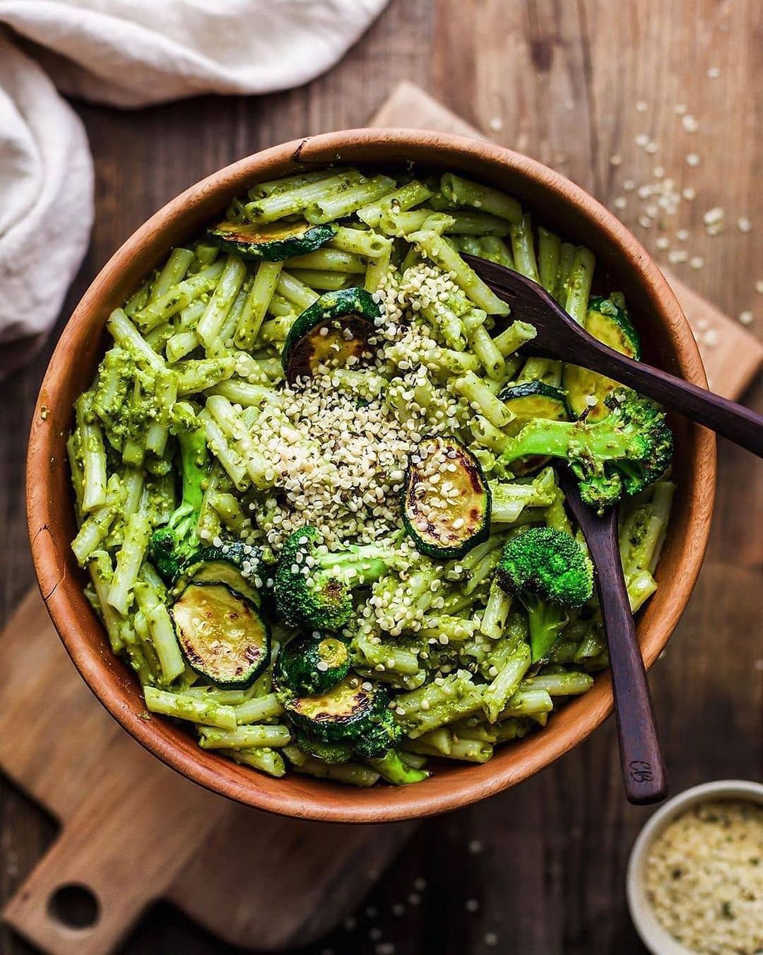 Basil Hemp Pesto Quinoa Pasta Bowl