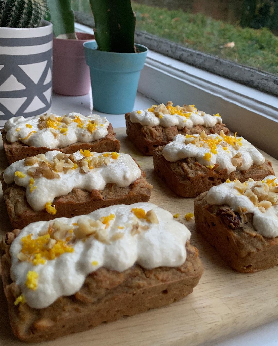 Mini Vegan Carrot Cakes with Cream Cheese Frosting