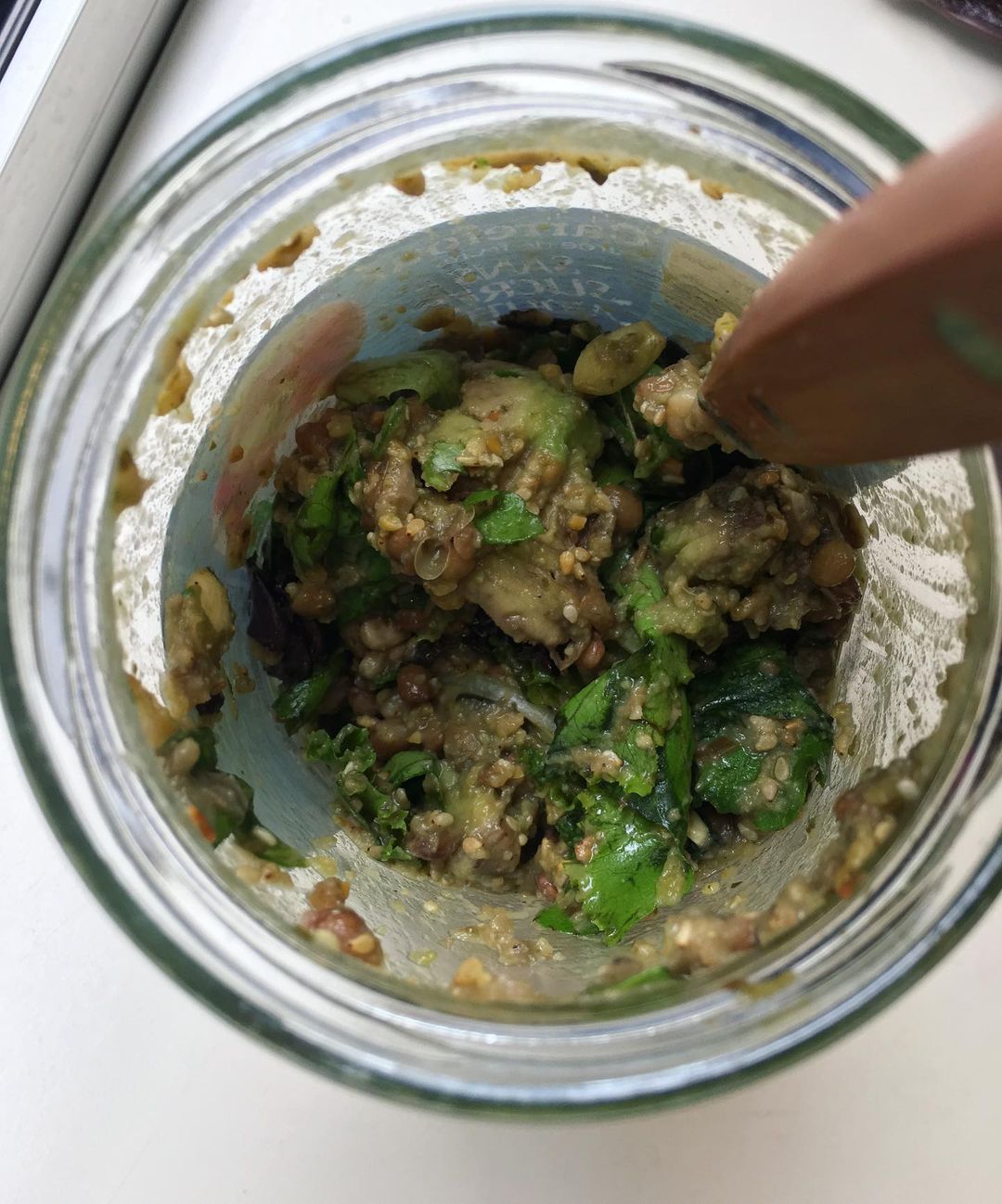 Lentil Pesto Avocado Salad with Seeds