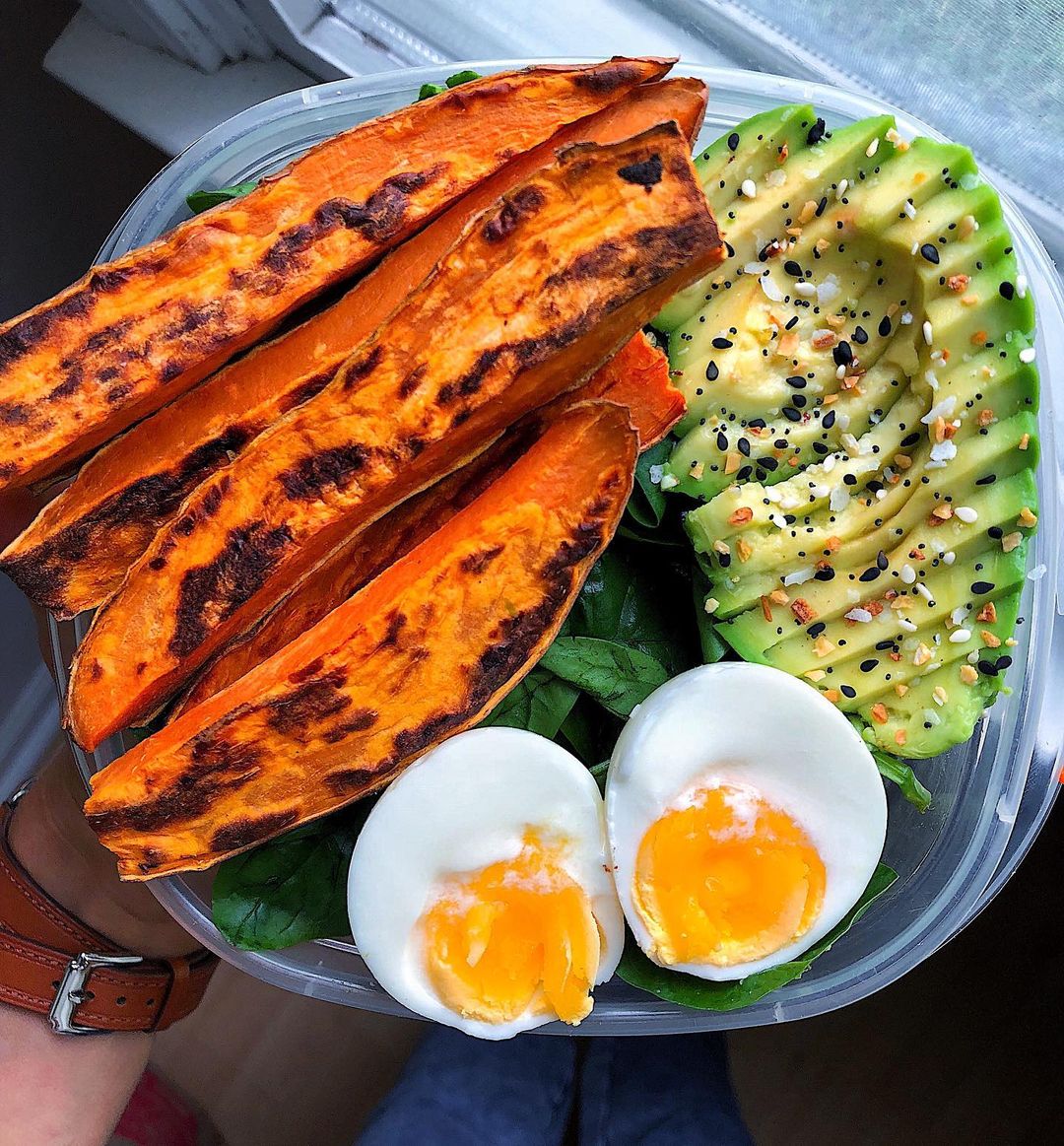 Simple Meal Prep Breakfast with Eggs Avocado and Sweet Potatoes