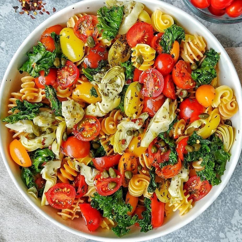 Cherry Tomato and Kale Pasta with Caper Sauce
