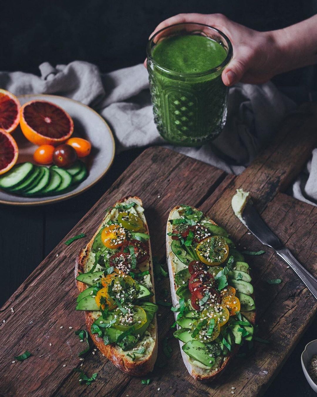Two Avocado Toast with Freshly Baked Sourdough Bread