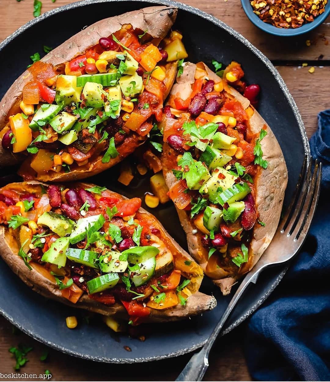 Chilli Stuffed Sweet Potatoes
