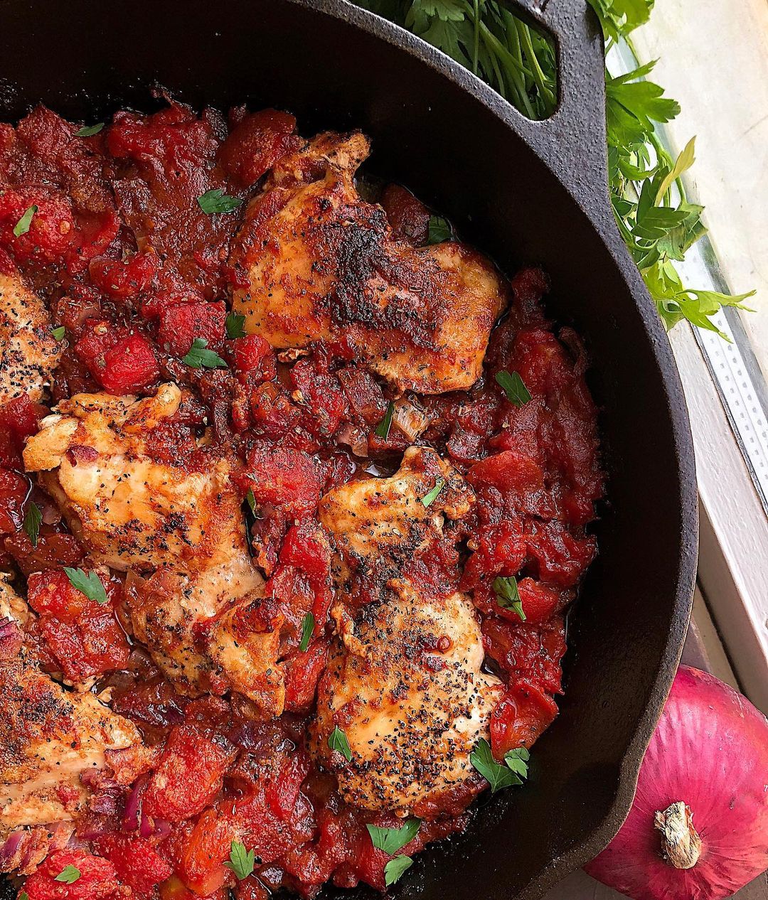 Baked Chicken Thighs with Balsamic Tomatoes