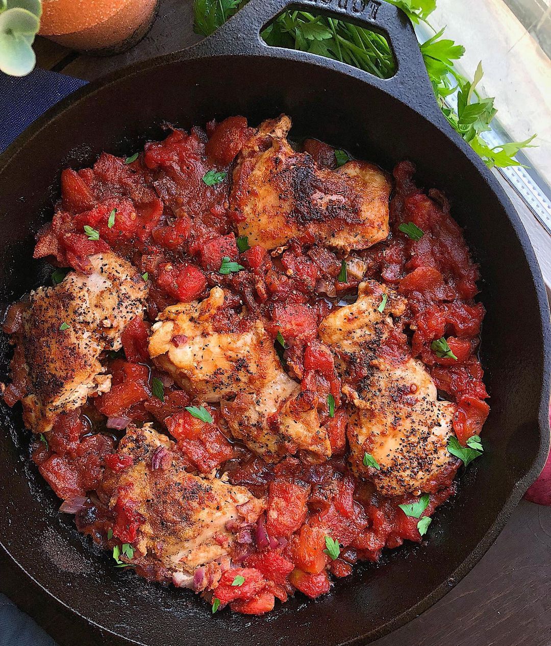 Baked Chicken Thighs with Balsamic Tomatoes