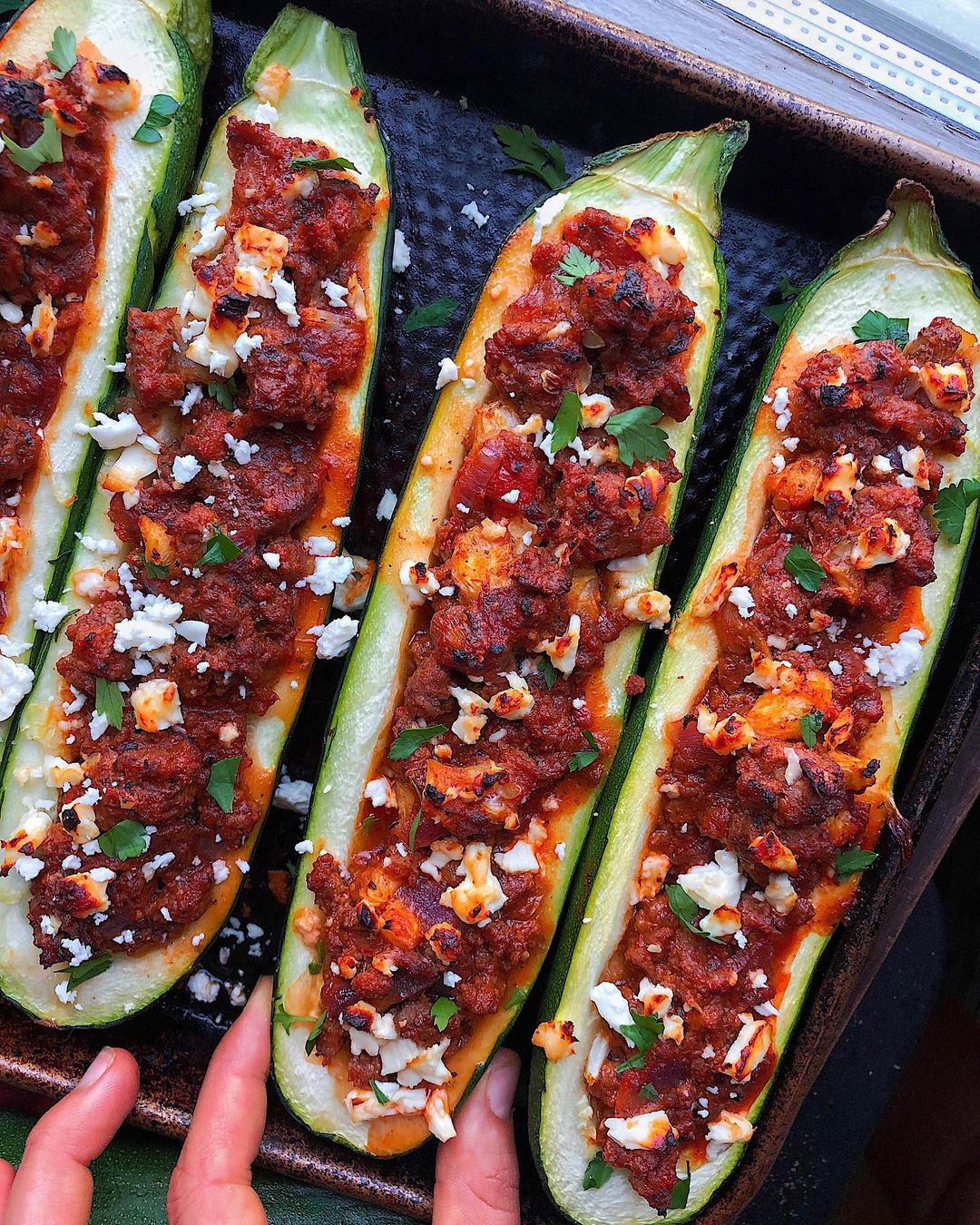 Spaghetti Stuffed Zucchini Boats Dish