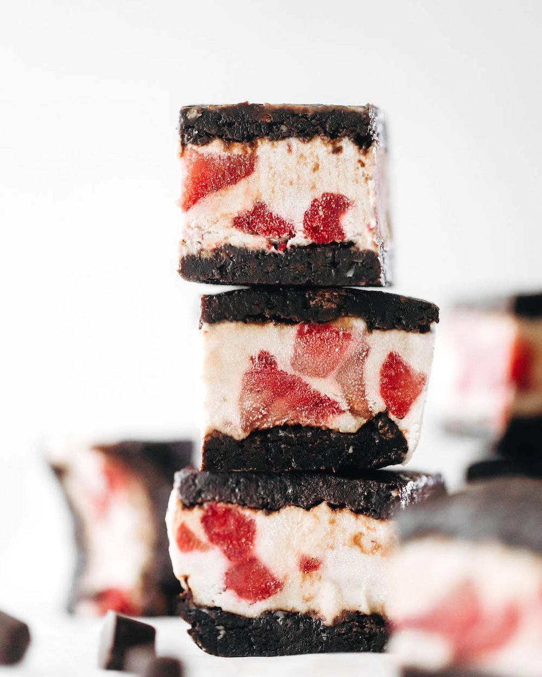 Roasted Strawberry Brownie Ice Cream Sandwiches