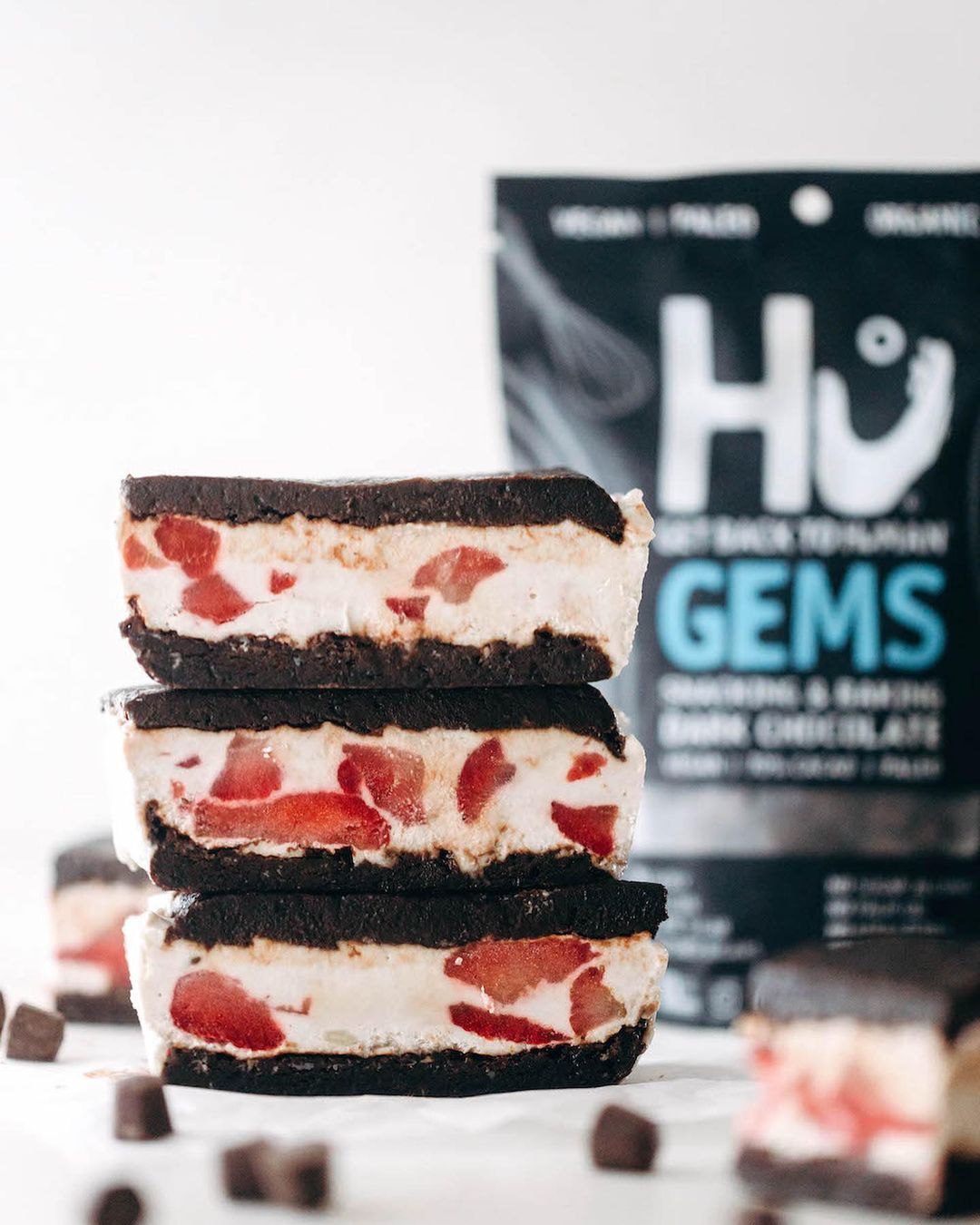 Roasted Strawberry Brownie Ice Cream Sandwiches