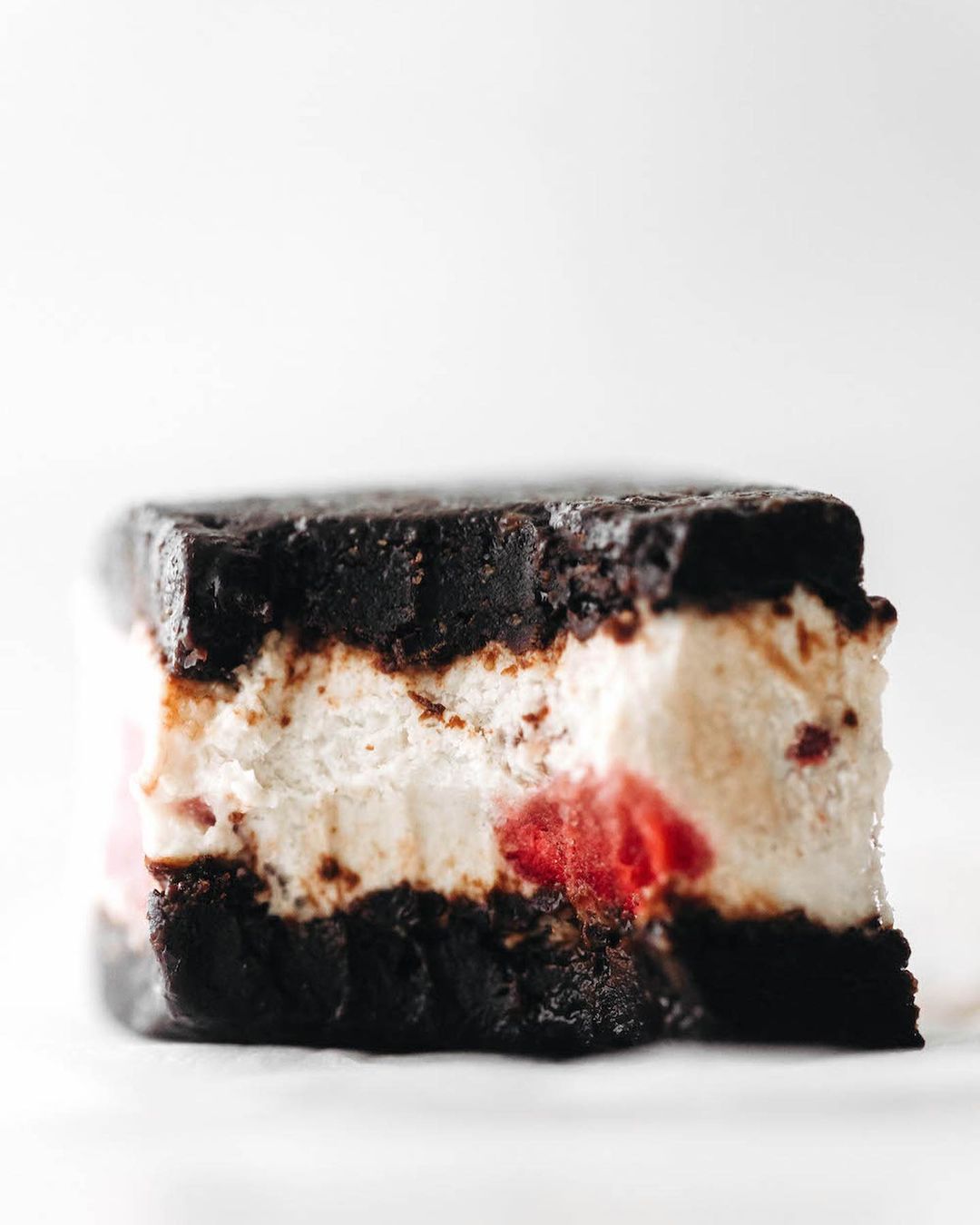 Roasted Strawberry Brownie Ice Cream Sandwiches