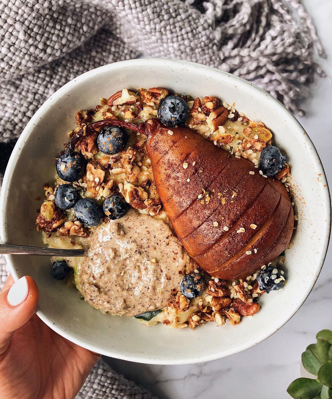 Spiced Pear Oatmeal Breakfast Bowl