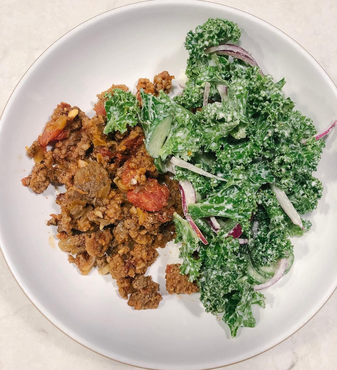 Quick Beanless Chili with Tasty Side Salad