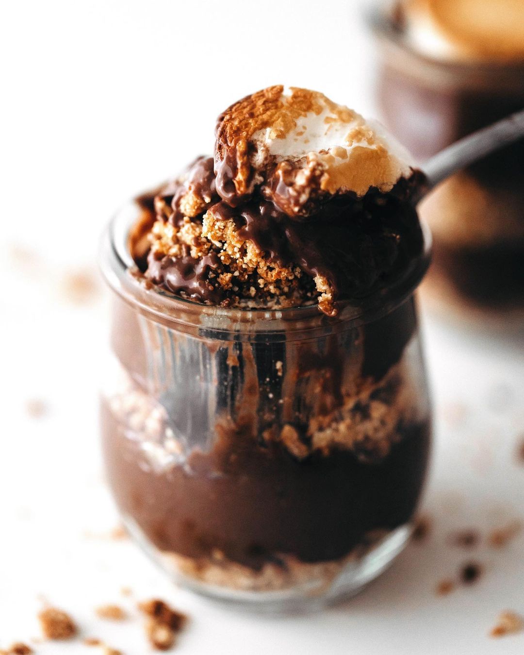 S’mores in a Jar with Chocolate Pudding