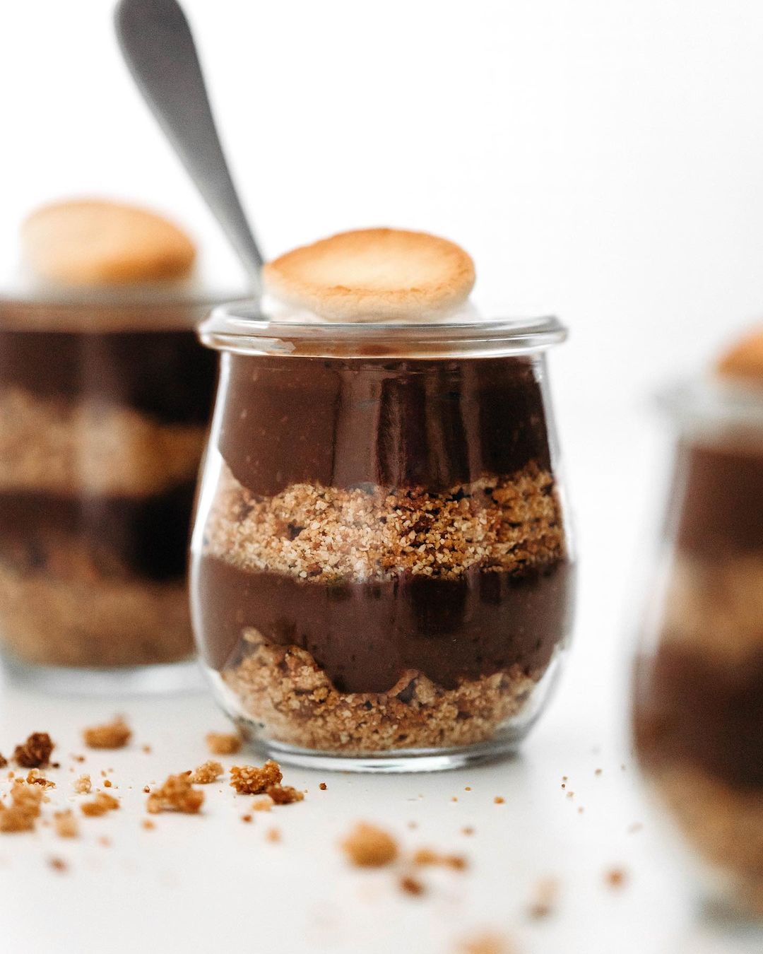 S’mores in a Jar with Chocolate Pudding