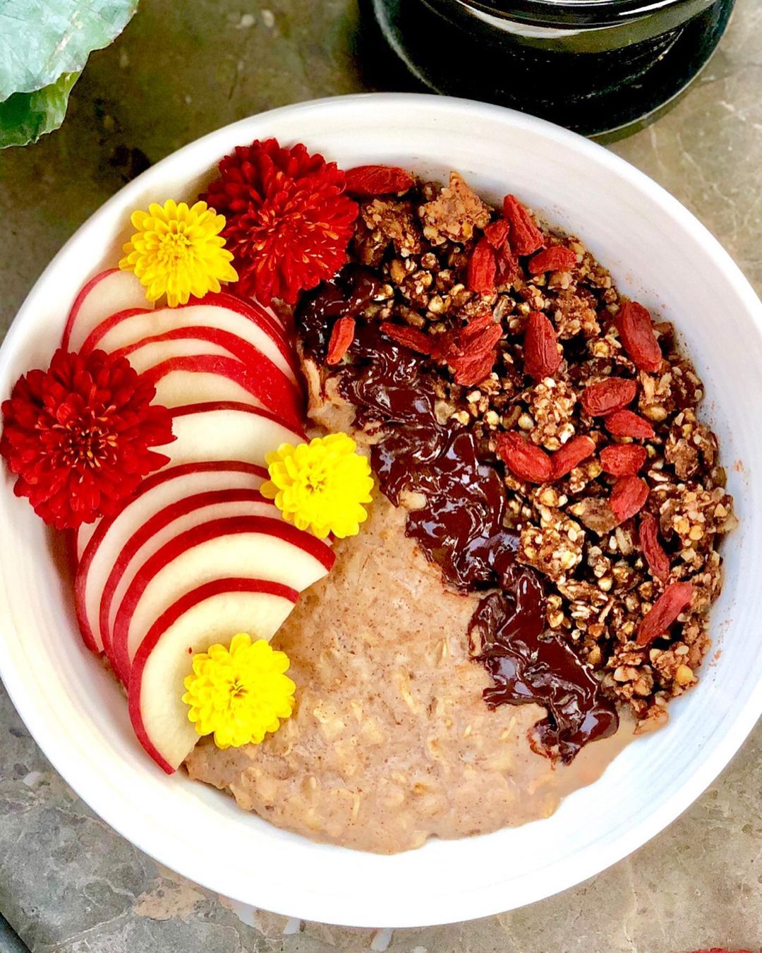 Autumn Inspired Oatmeal Bowl with Hazelnut Milk