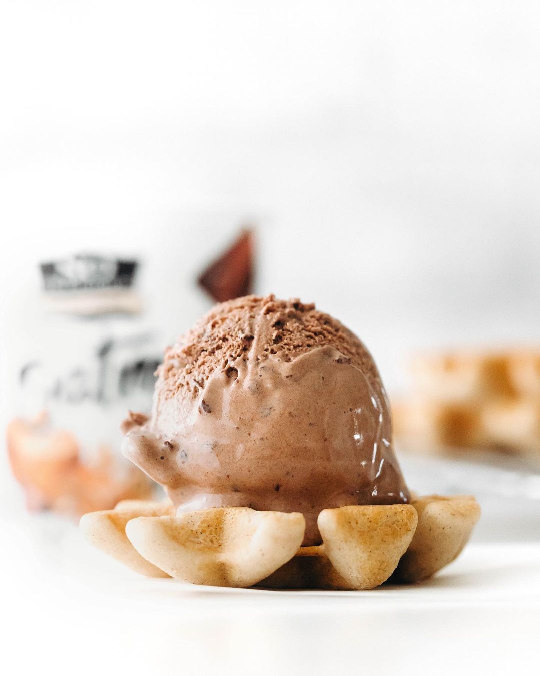 Crispy Grain-Free Vegan Waffles Stuffed with So Delicious Oatmilk Frozen Dessert