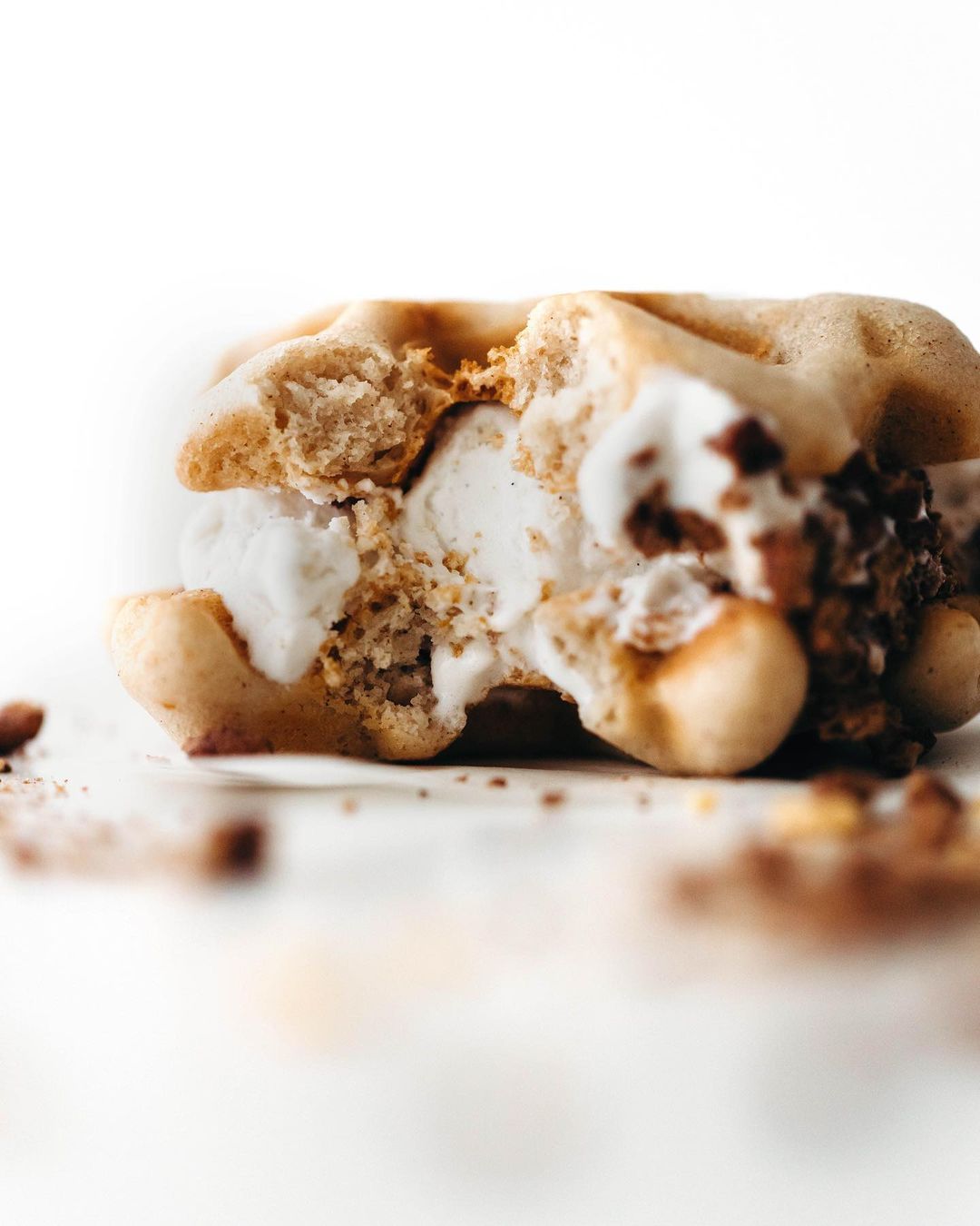 Crispy Grain-Free Vegan Waffles Stuffed with So Delicious Oatmilk Frozen Dessert