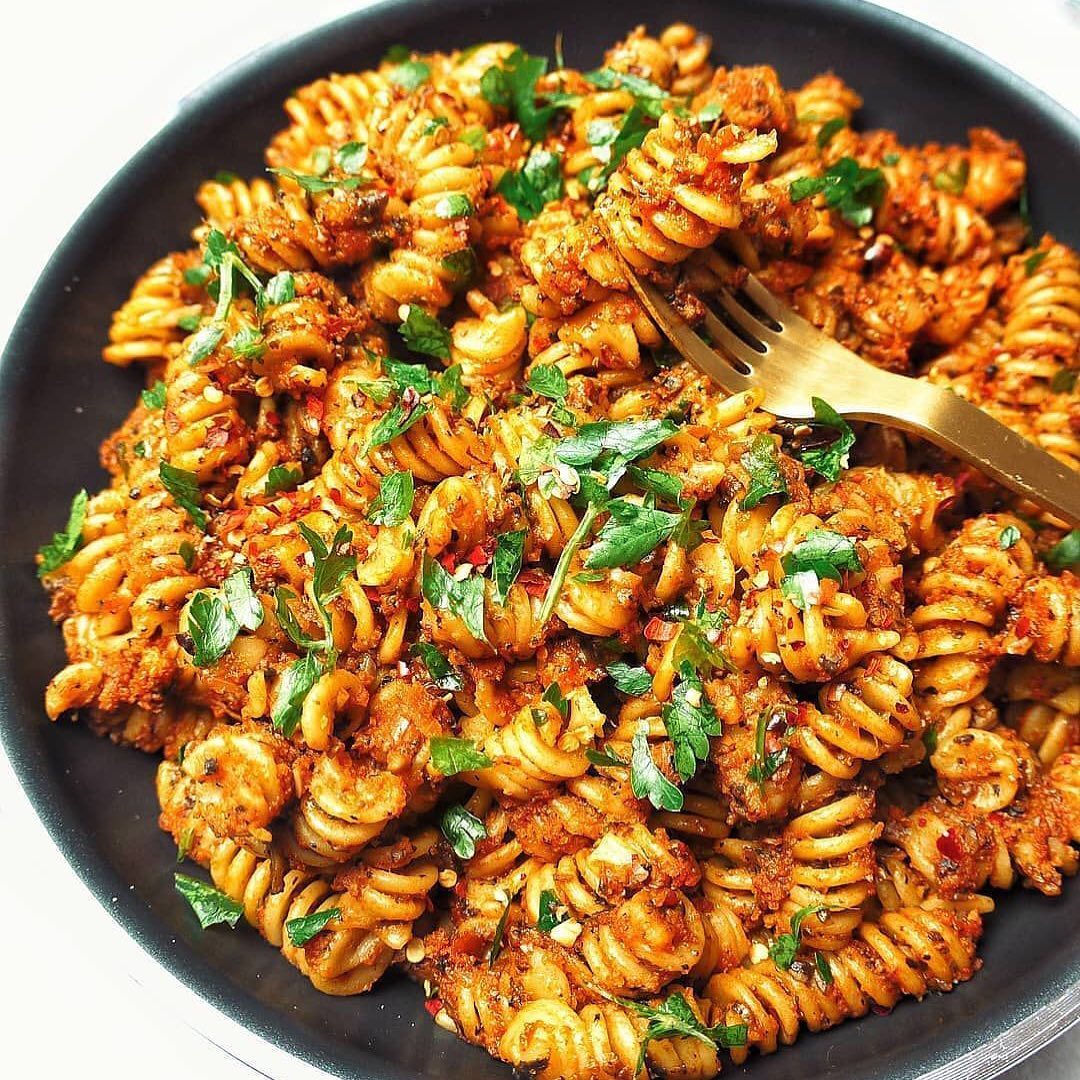 Fusilli with Tomato Mushroom Sauce