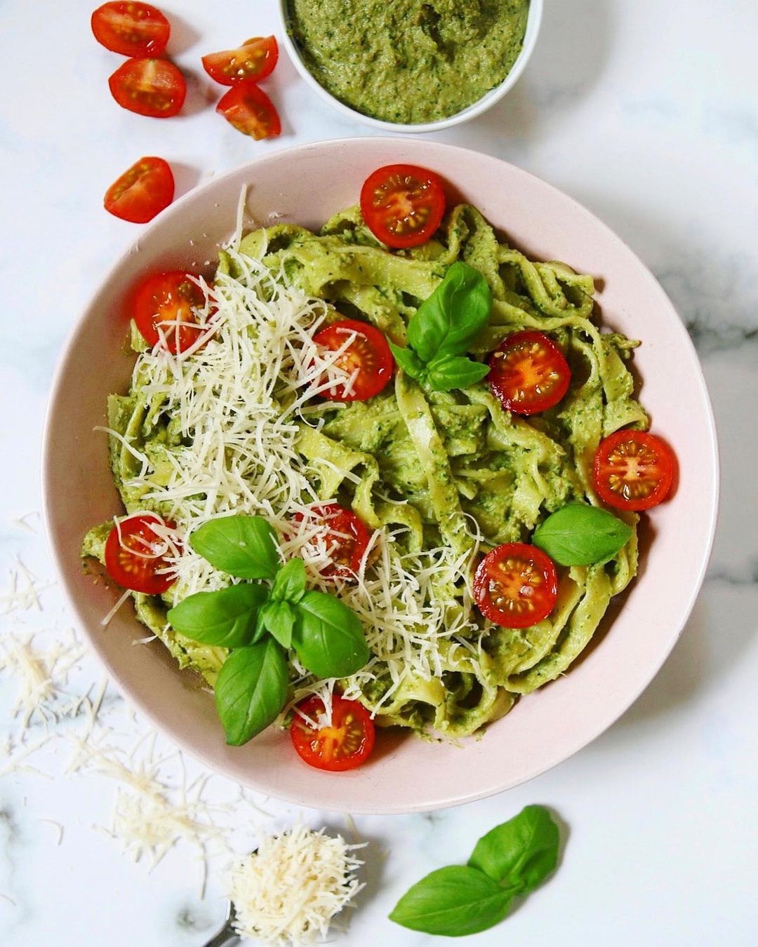 Edamame Pesto with Tagliatelle Pasta