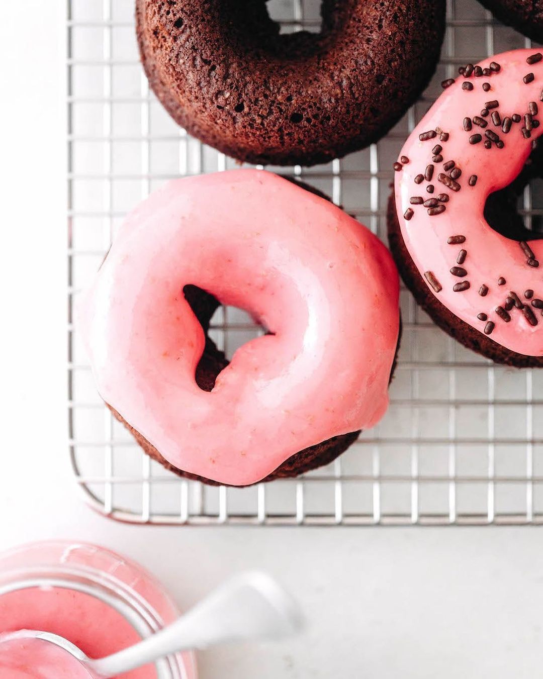 Raspberry Glazed Chocolate Donuts