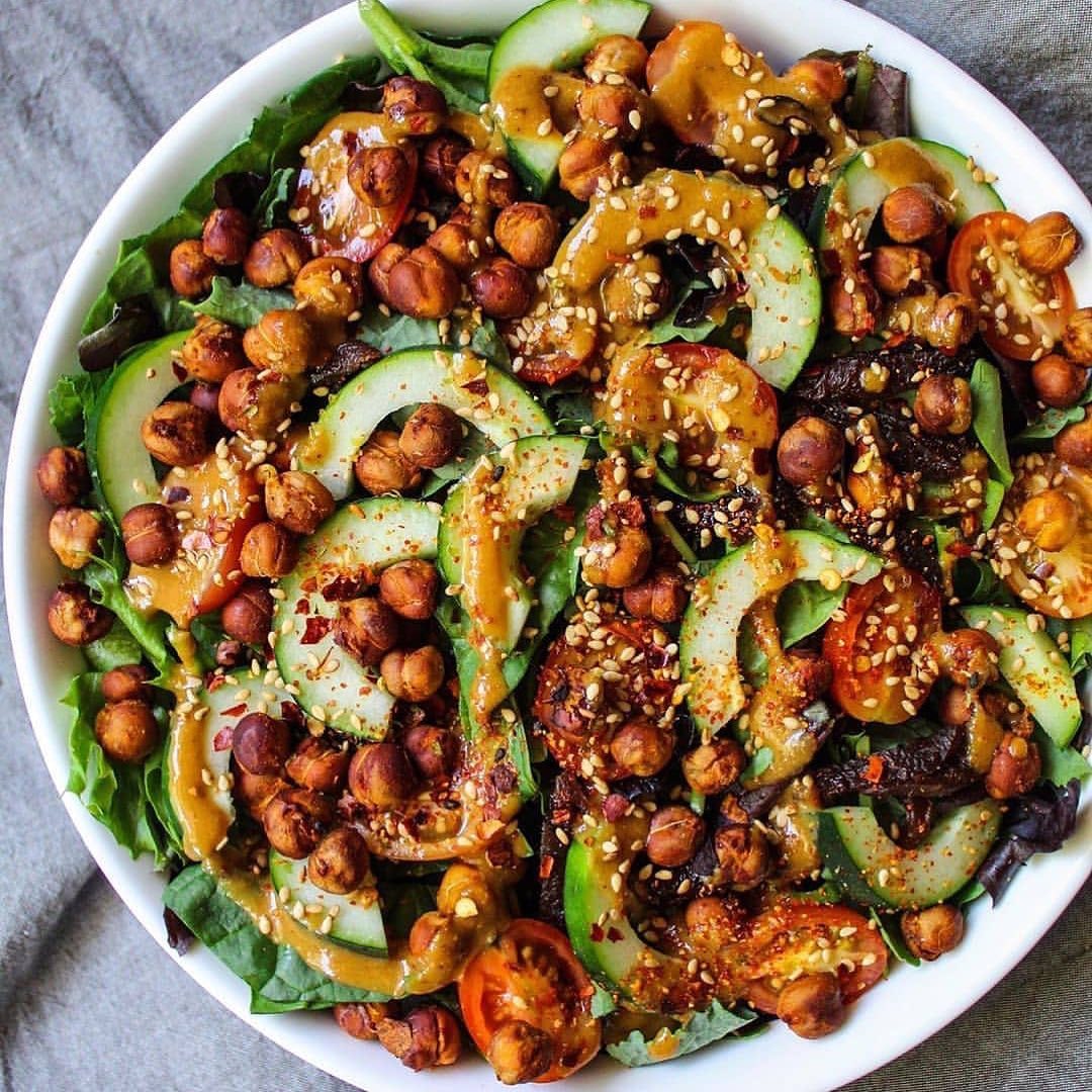 Salad Bowl with a Miso Tahini Dressing