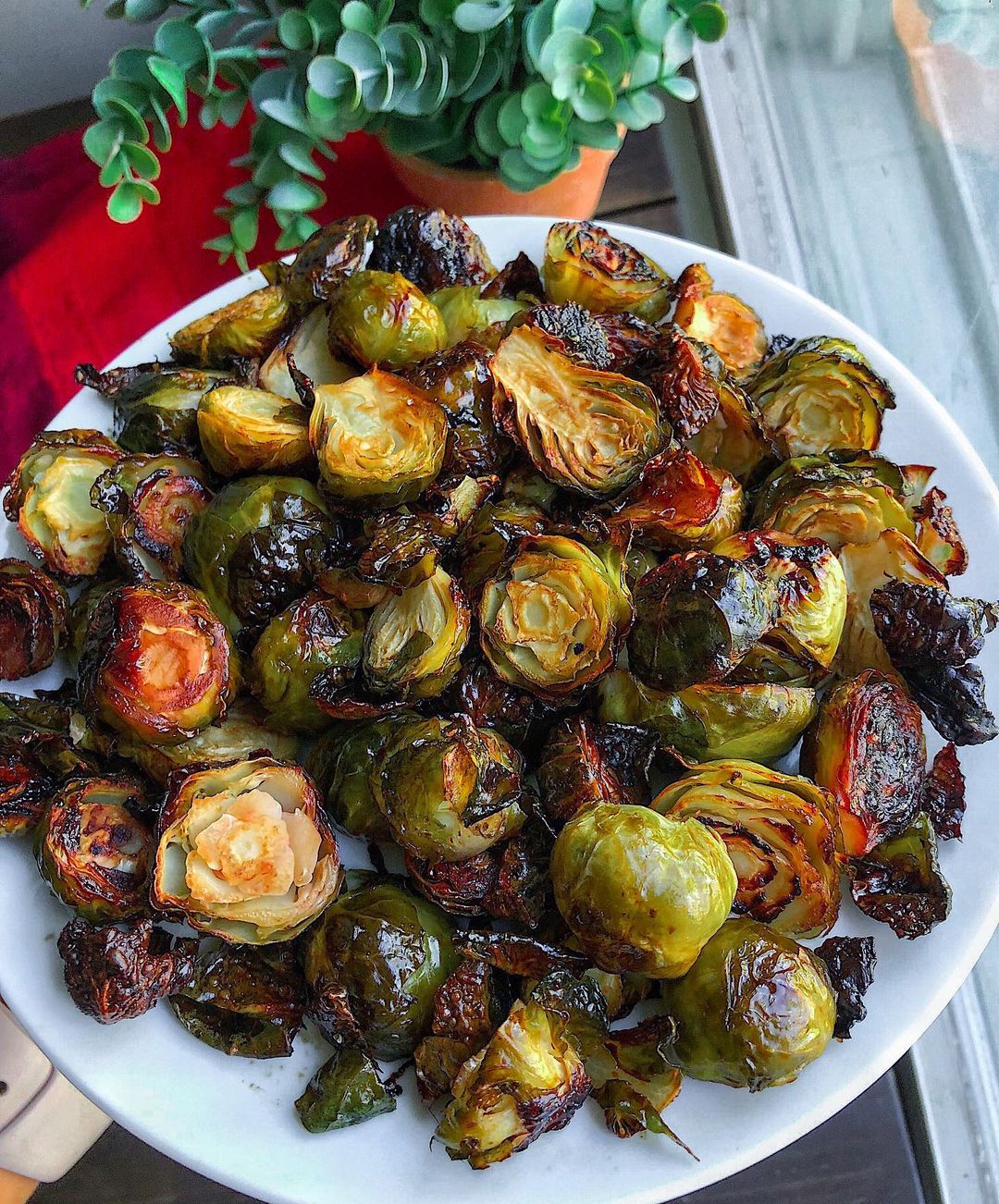 Sweet and Salty Maple Balsamic Brussels Sprouts