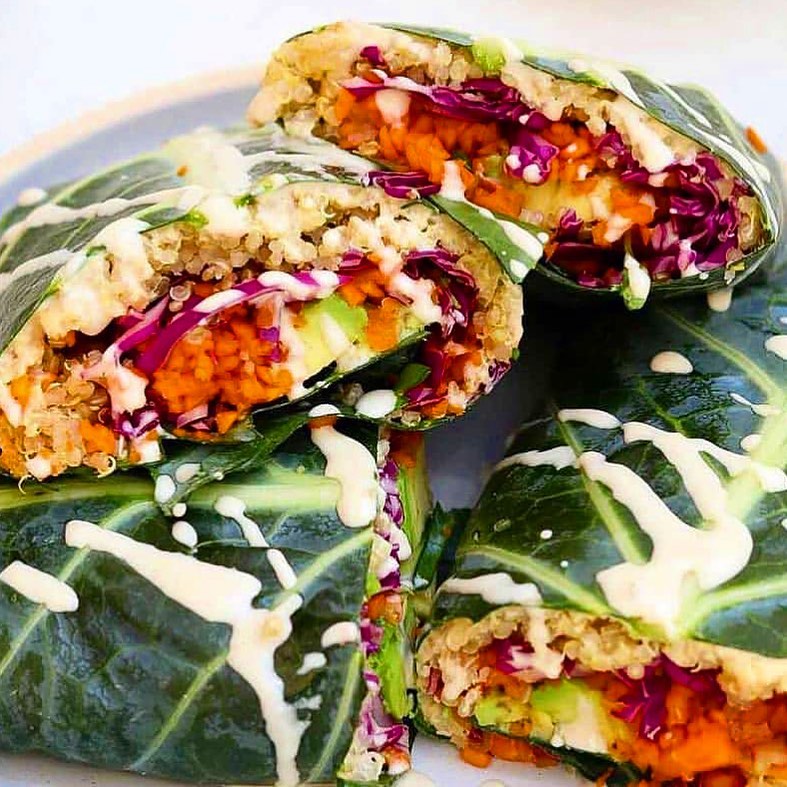 Easy Rainbow Veggie Collard Wraps