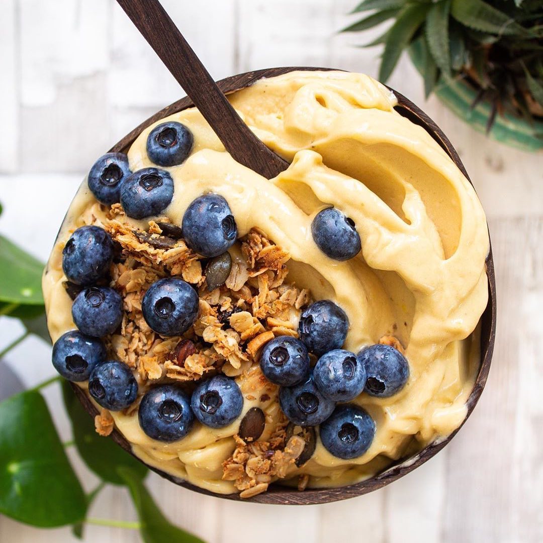Mango Nice Cream with Berries and Granola